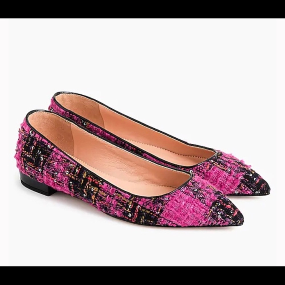 Jcrew Pink tweed flats